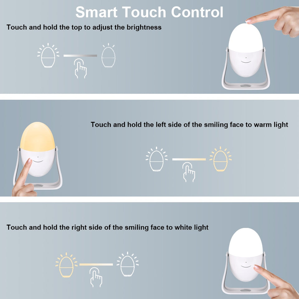 Color Changing LED Night Light Touch Control Rechargeable Egg