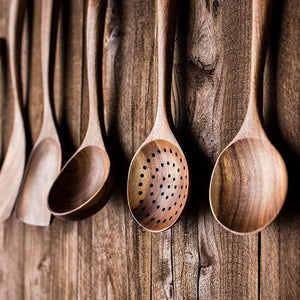 7PCS Natural Wood Spoons Kitchen Set