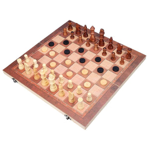 Family Wooden Chess Set Board  3 in 1