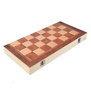 Family Wooden Chess Set Board  3 in 1