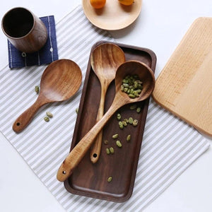 7PCS Natural Wood Spoons Kitchen Set