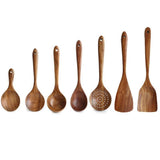 7PCS Natural Wood Spoons Kitchen Set